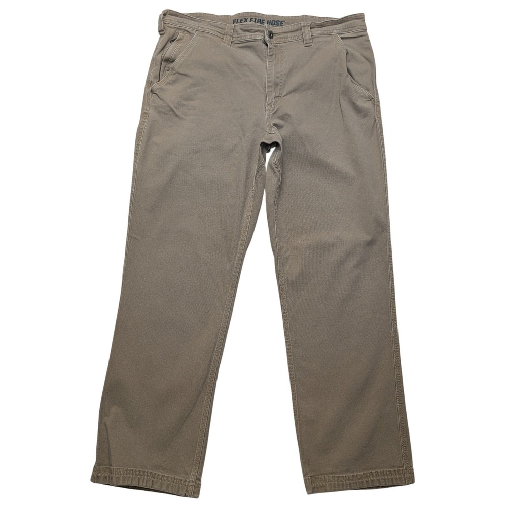 Duluth Trading Co Flex Fire Hose Pants Mens 38x30(34x28)Tan Work Utility 23723